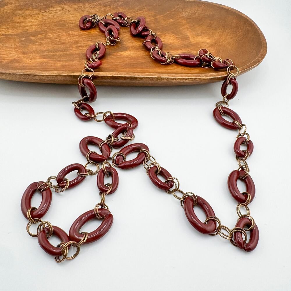 Vintage Chain Necklace Open Brown Beads Retro Chic Movie/TV Prop Mid Century